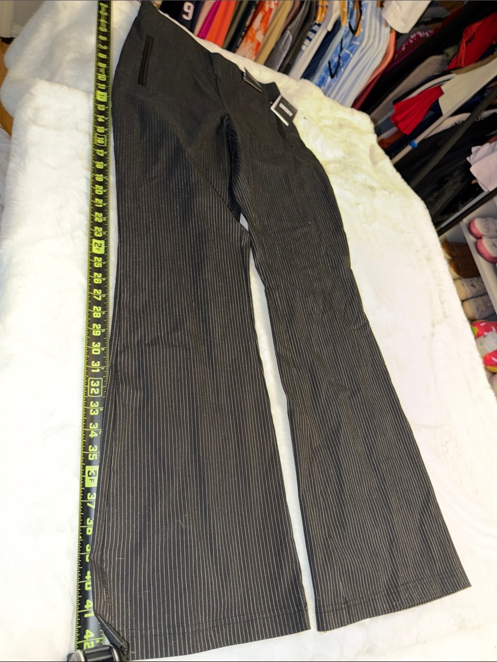 DKNY Black Pinstripe Women's Wide-Leg Pants